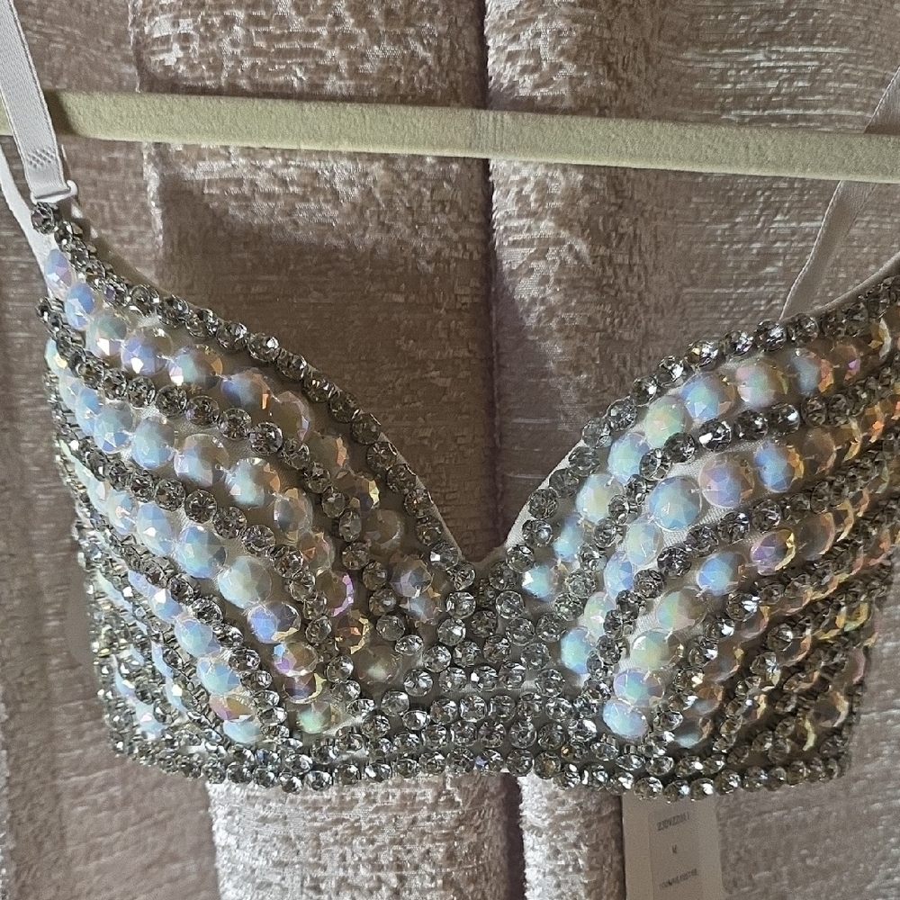 Embellished White Crystal Bralette Top - Picture 5 of 6